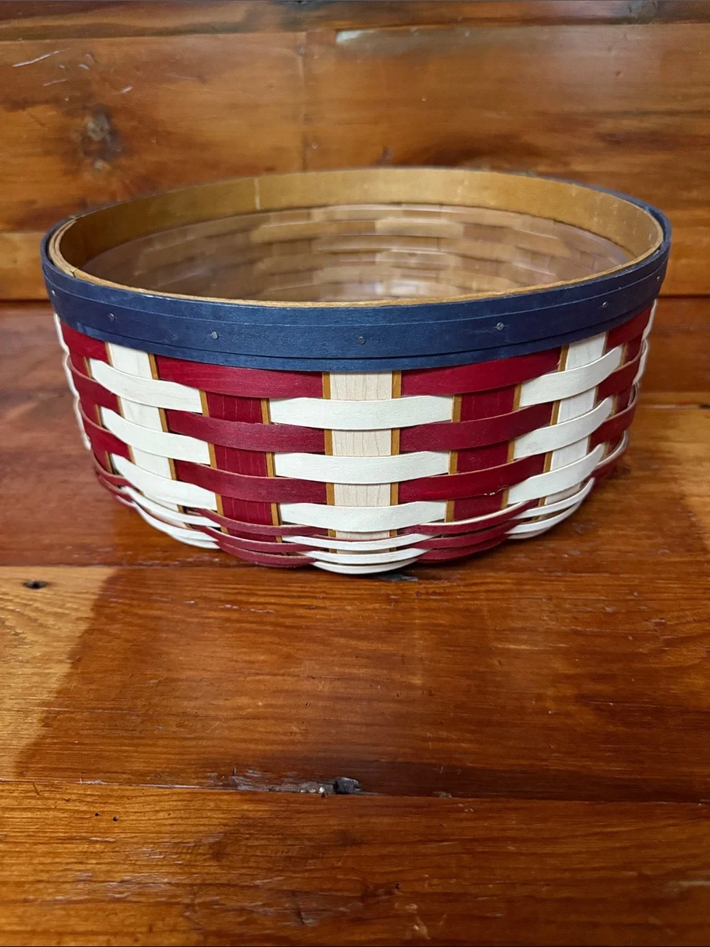 Longaberger Americana Red, Cream & Blue Decorative Hand Woven Basket